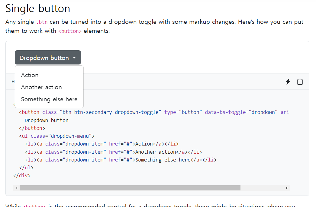 부트스트랩 드롭다운 버튼
