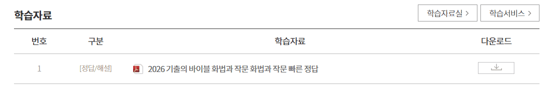 2026 기출의 바이블 화법과 작문 답지 다운로드