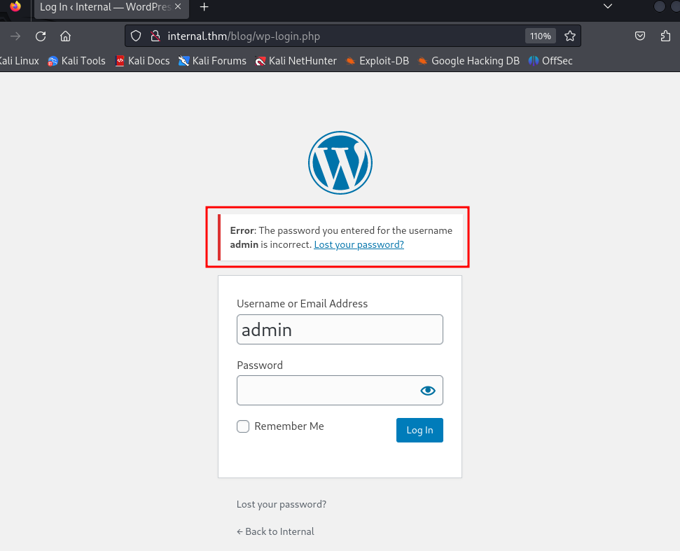 [PenTesting] Internal Writeup @TryHackMe