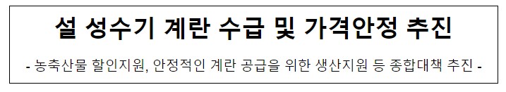  설 성수기 계란 수급 및 가격안정 추진