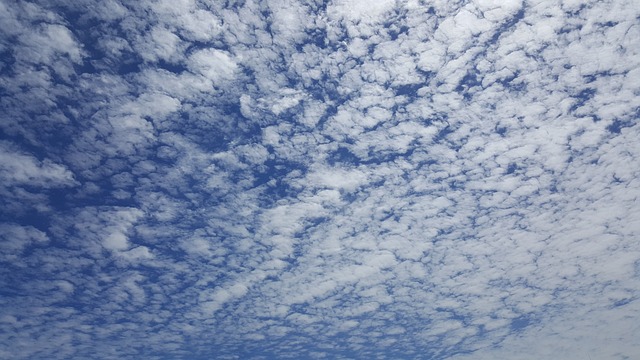 청명으로 푸른 하늘에 구름이 있음