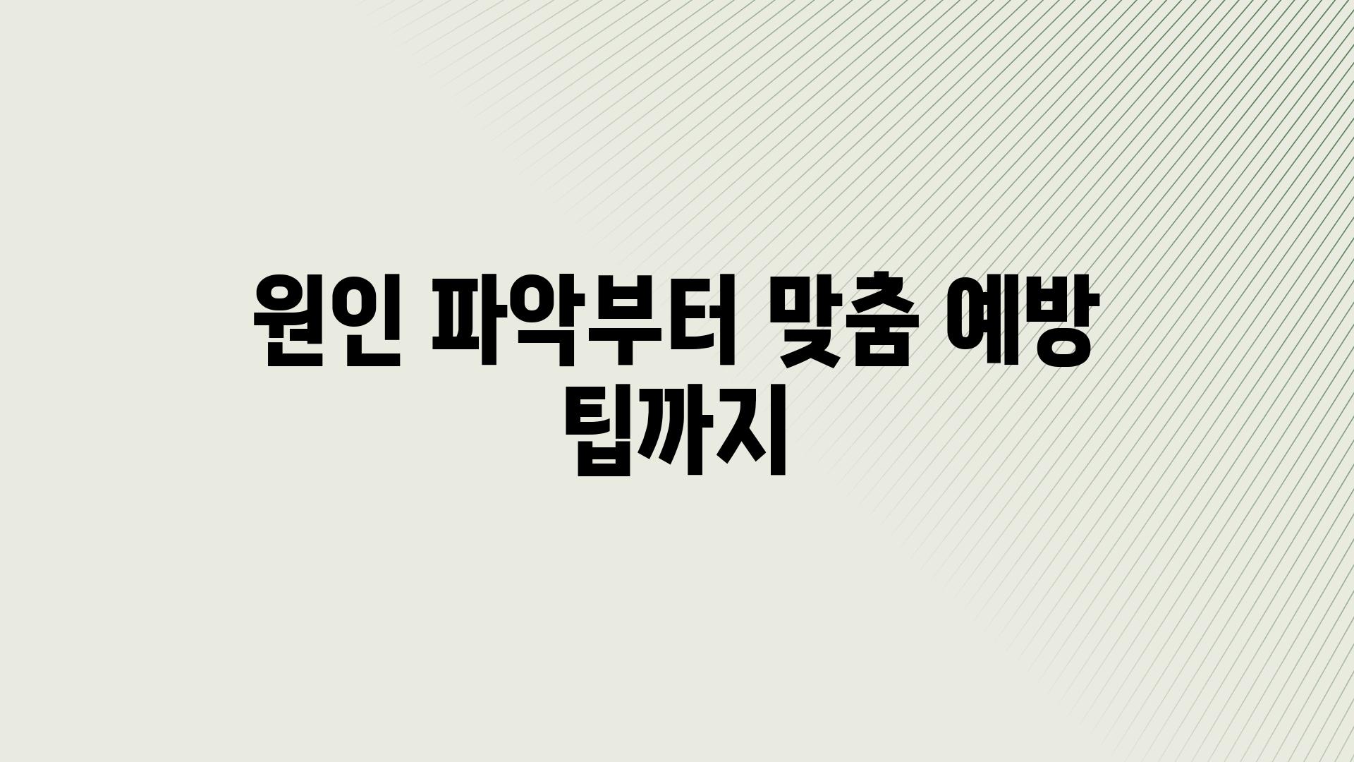 원인 파악부터 맞춤 예방 팁까지