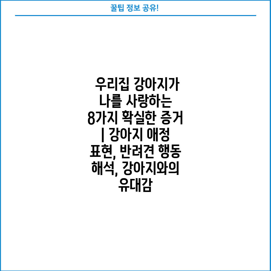  우리집 강아지가 나를 사랑하는 8가지 확실한 증거  