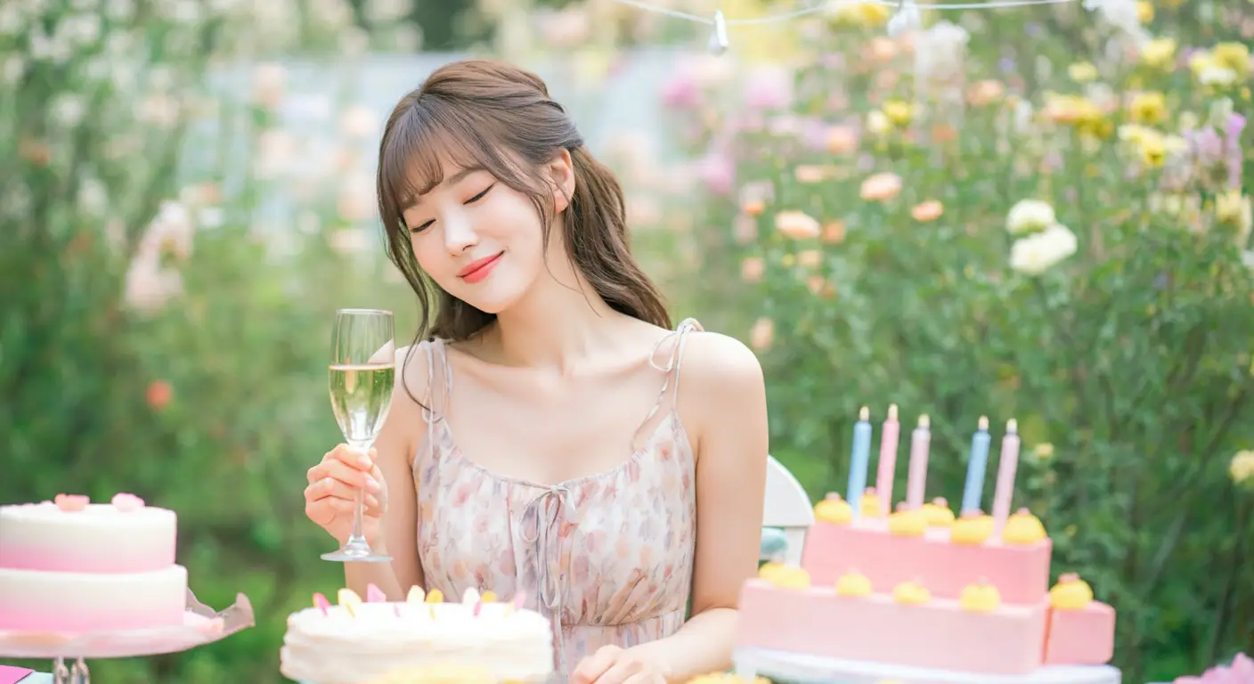 생일 파티를 하는 여성