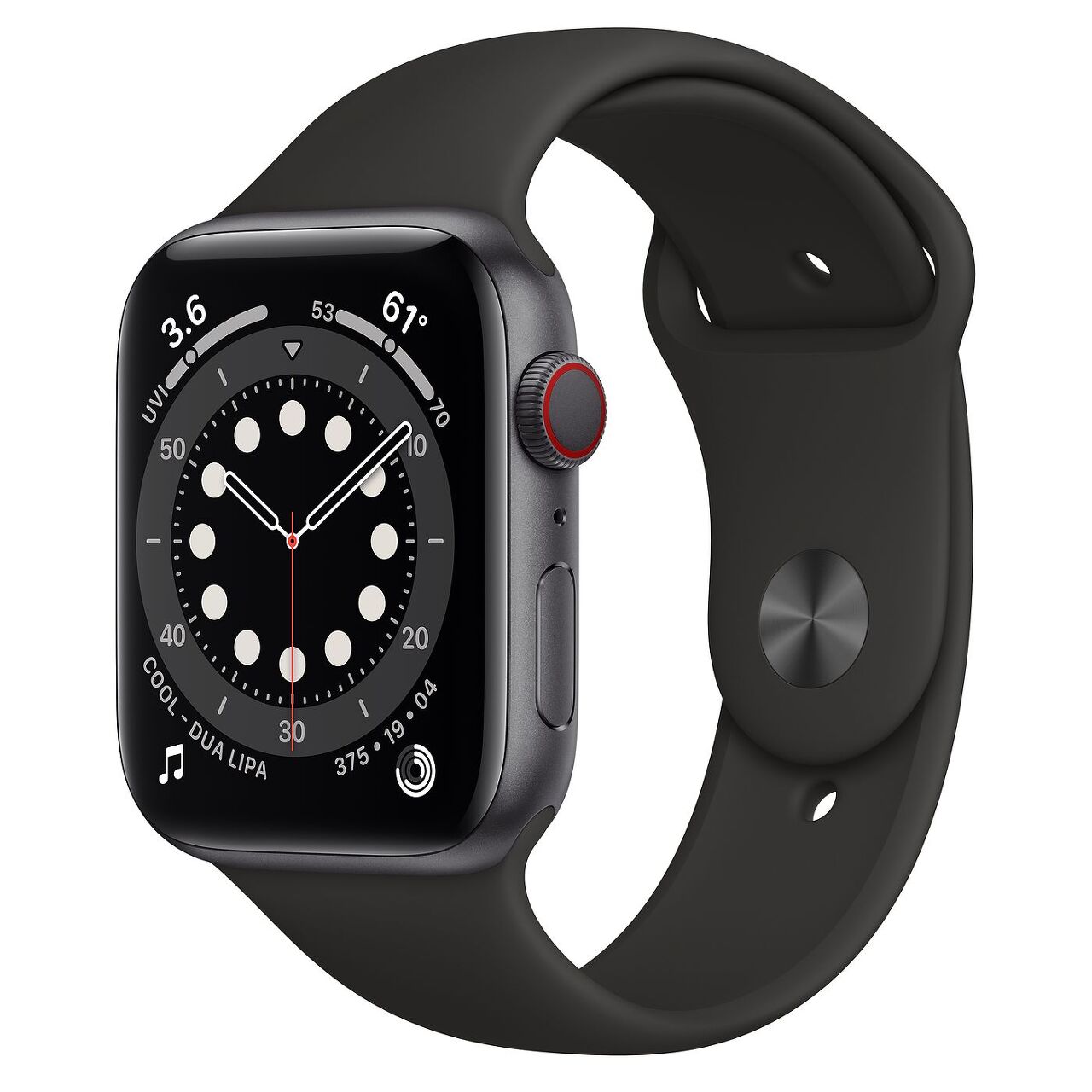  Apple 2020년 애플워치 6 GPS + 셀룰러 44mm 레귤러, 스페이스 그레이 알루미늄(케이스), 블랙(스포츠 밴드)