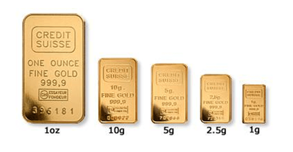 Goldbar sizes on oz &amp; gram