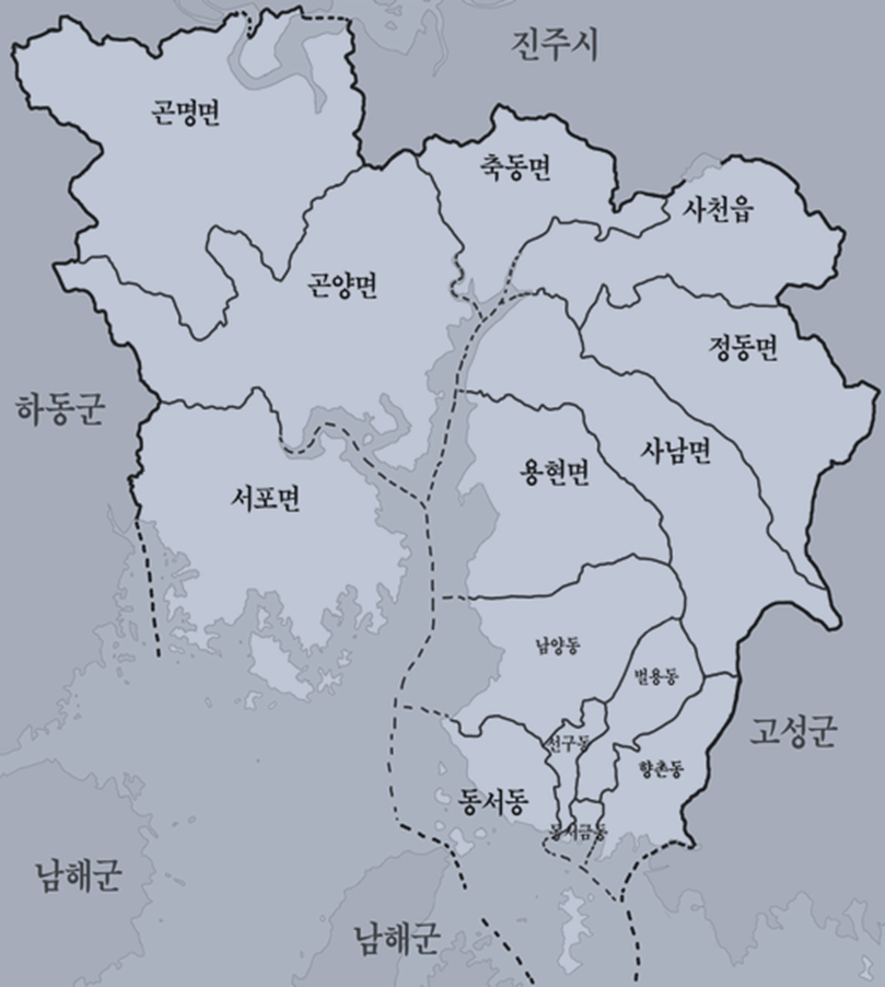 사천시 행정구역 지도