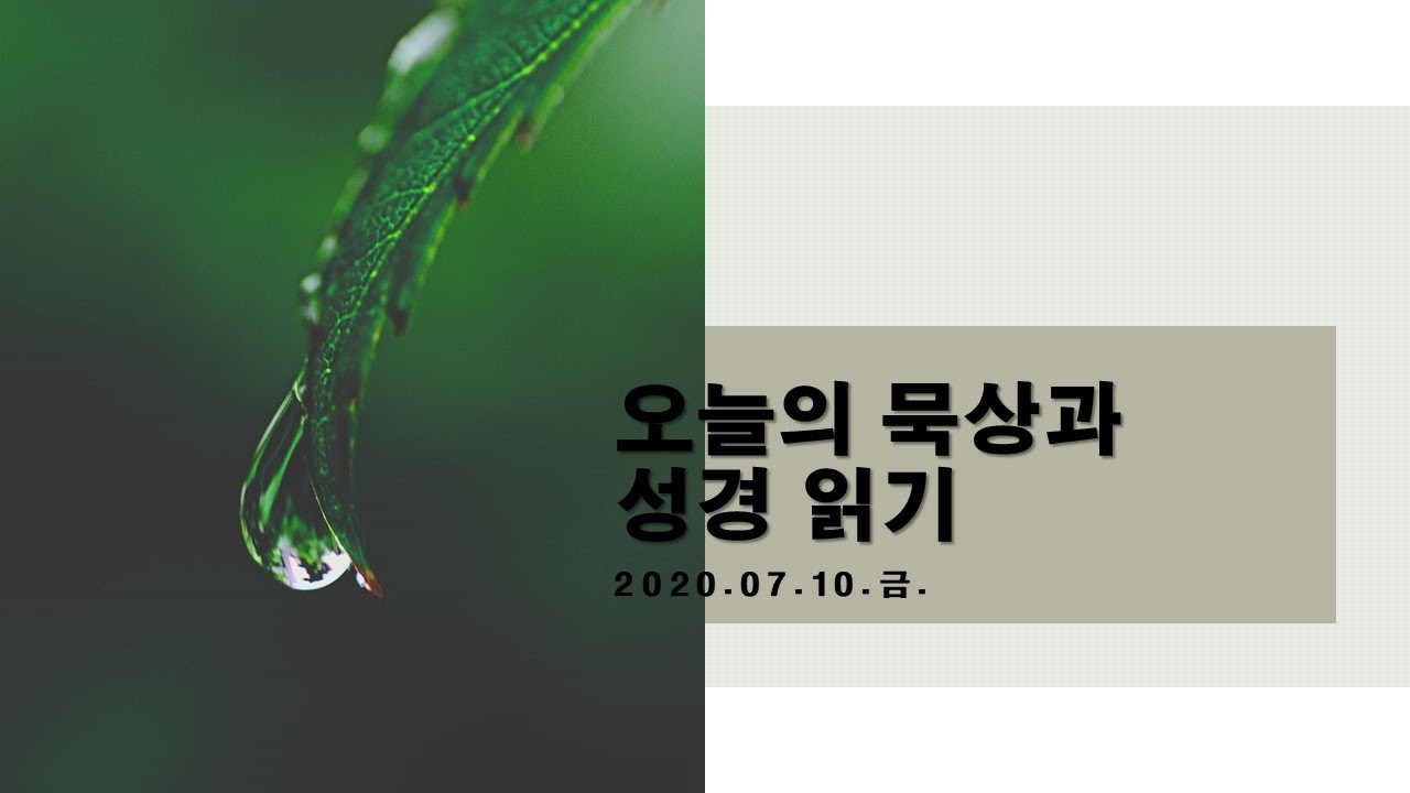  7월 10일 금 오늘의 묵상과 성경읽기