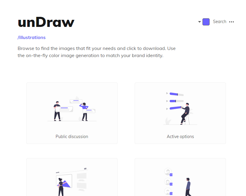 unDraw 홈페이지