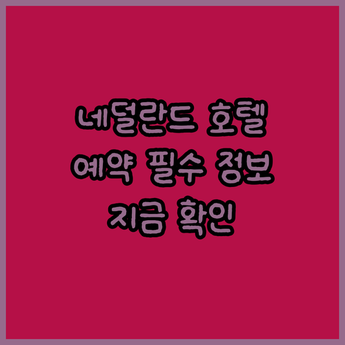 네덜란드 호텔 예약 전 필독 정보 알