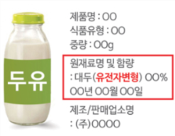 [유전자변형으로 표시하는 가공식품의 예]