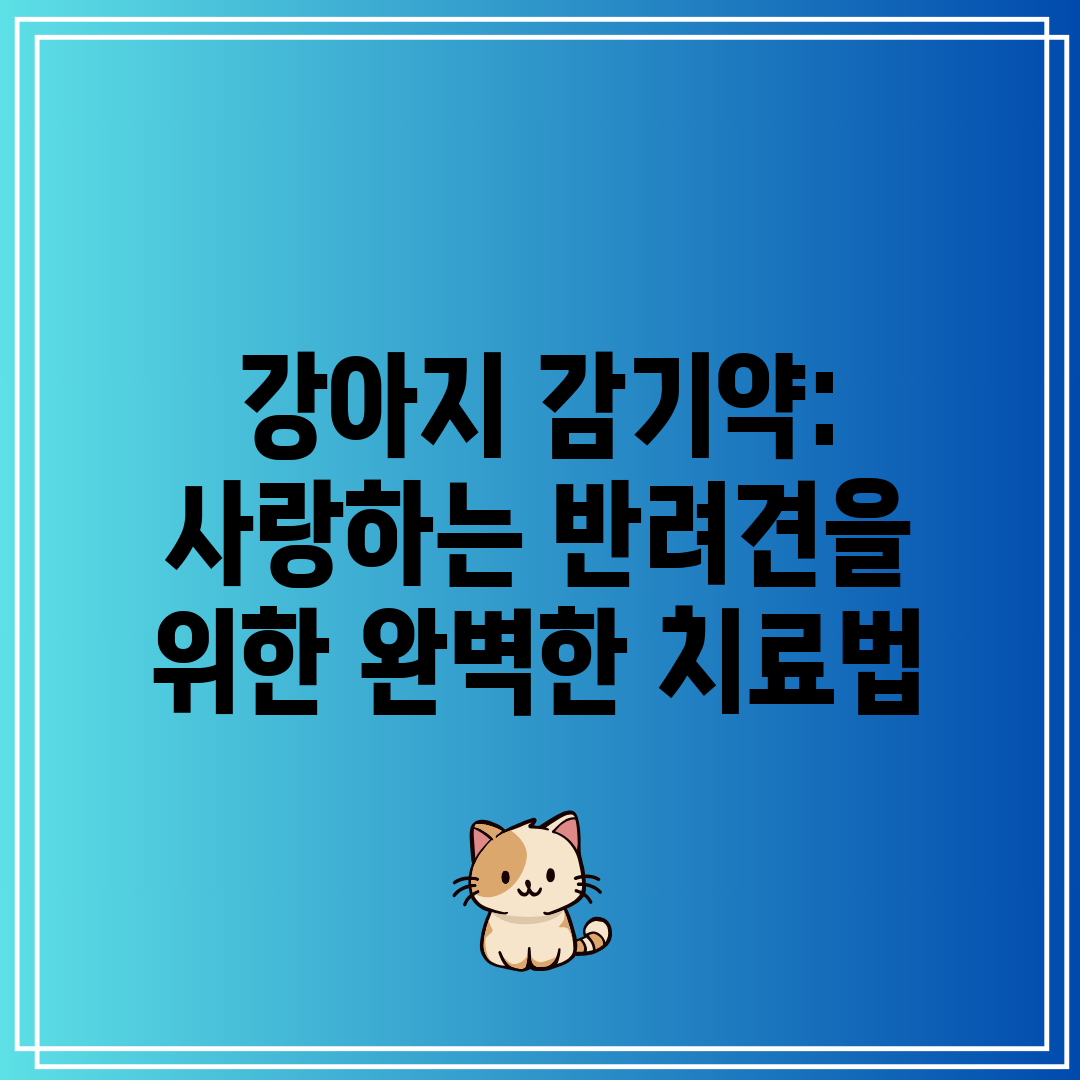 강아지 감기약 사랑하는 반려견을 위한 완벽한 치료법