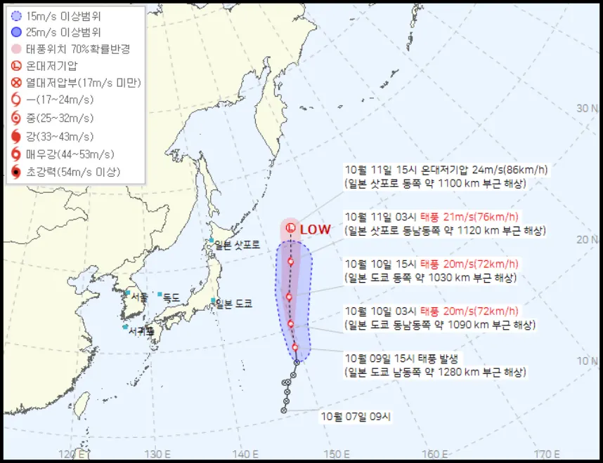 2024년 제19호 태풍 바리자트(BARIJAT) 예상경로