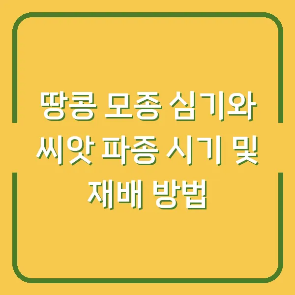 땅콩 모종 심기와 씨앗 파종 시기 및 재배 방법