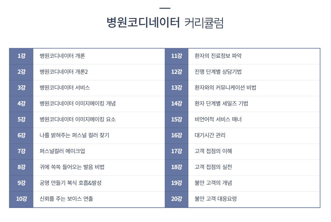 병원코디네이터 커리큘럼