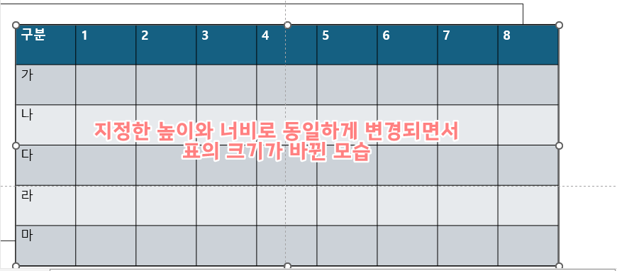 파워표인트 표 간격 같게