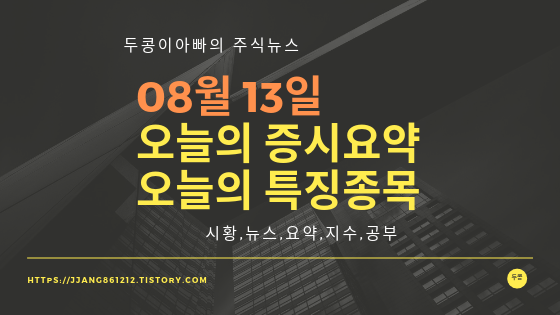  19년 08월 13일 주식,증시요약,특징종목