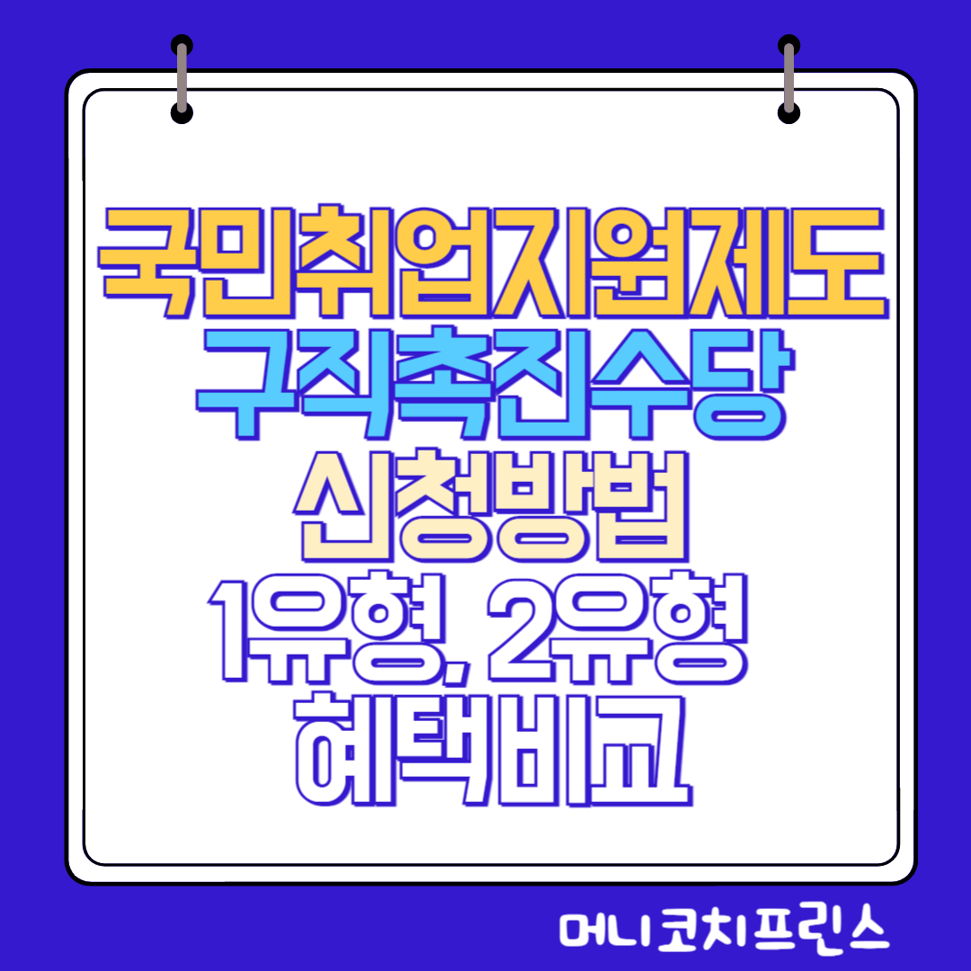  국민취업지원제도 구직촉진수당 신청방법 및 1유형, 2유형 혜택비교