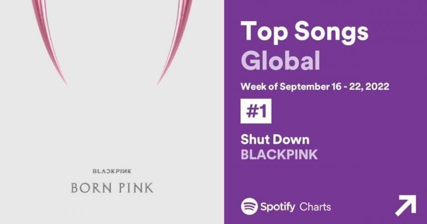  블랙핑크 'Shut Down' 한국최초 스포티 글로벌 주간1위