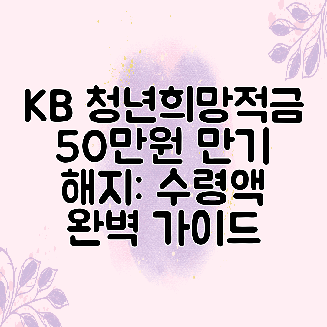 KB 청년희망적금 50만원 만기 해지 수령액 완벽 가이드