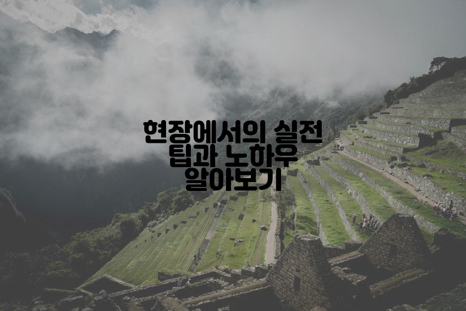 현장에서의 실전 팁과 노하우 알아보기