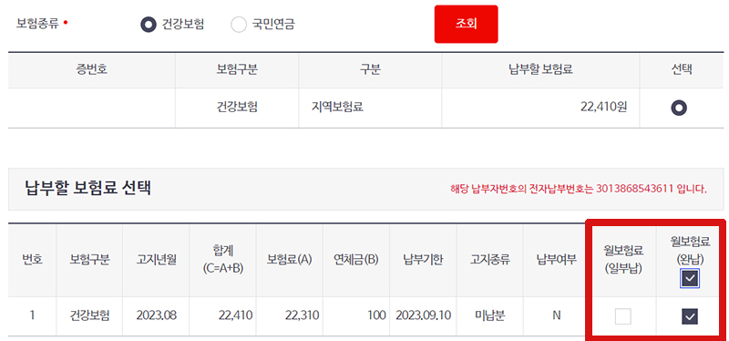 건강보험료 미납금 조회 납부