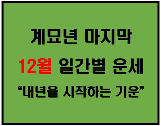 계묘년12월운세 갑자월운세 일간별운세