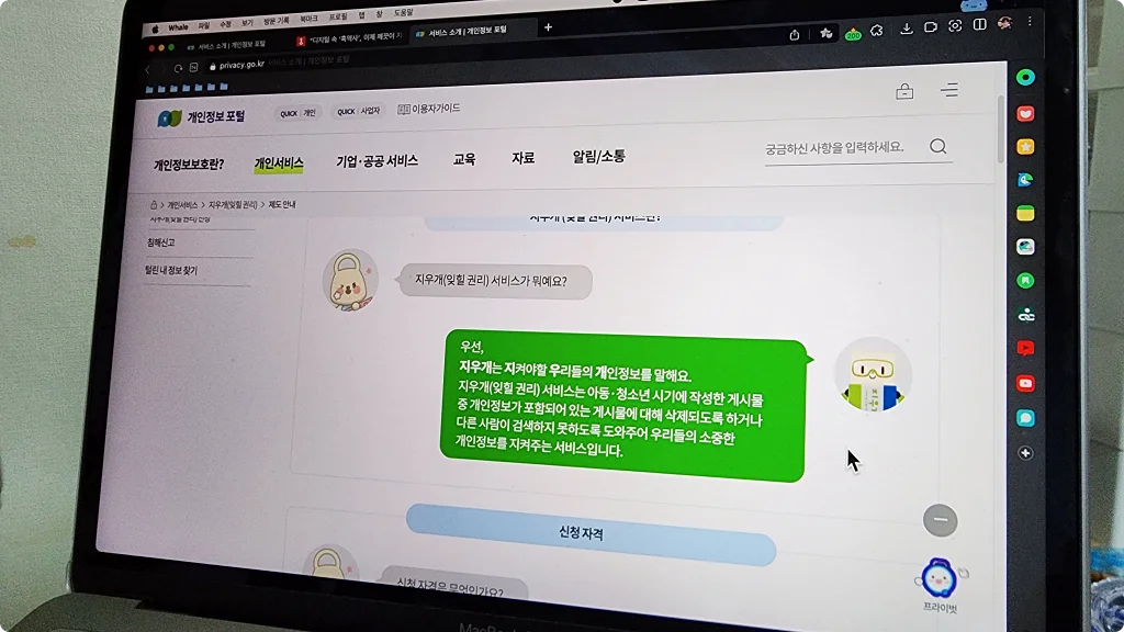  지우개서비스 신청방법 및 유의사항, 청소년 시절 개인정보 게시 삭제한다