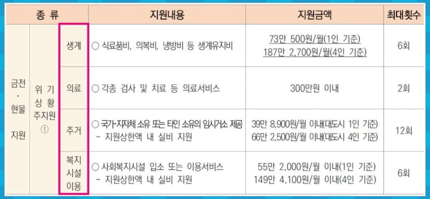 긴급 복지 지원 제도 요약