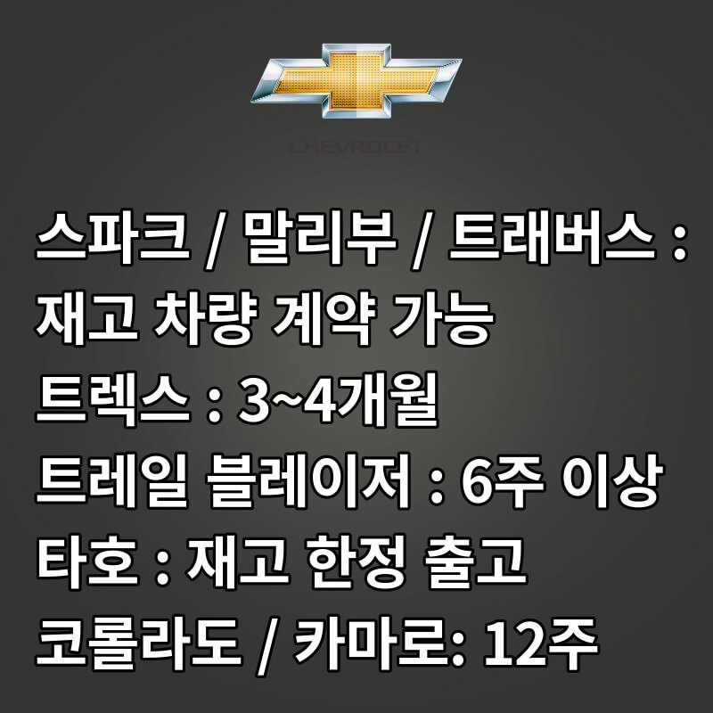 르노 쉐보레 KG 24년 1월 납기 일정