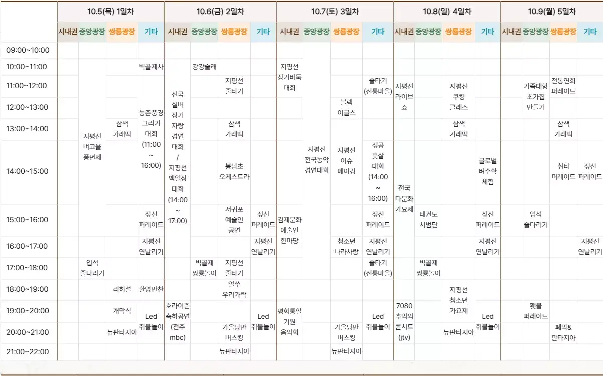 제25회 김제지평선축제 프로그램