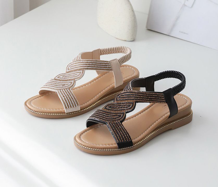  비즈장식 3.5cm 밴딩 샌들