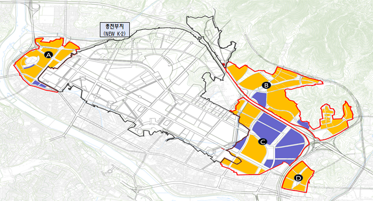 K-2 종전부지 주변부지 개발계획도&#44; 대구시