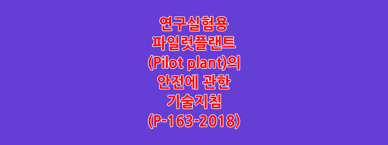  연구실험용 파일럿플랜트(Pilot plant)의 안전에 관한 기술지침(P-163-2018)
