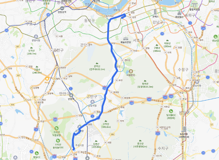 [서울] 540번버스 시간표 및 노선 정보 :군포, 수리산역, 인덕원, 남태령, 사당역, 이수역, 서울고속버스터미널