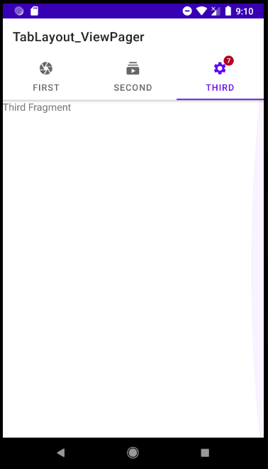 TabLayout 및 ViewPager 실행결과