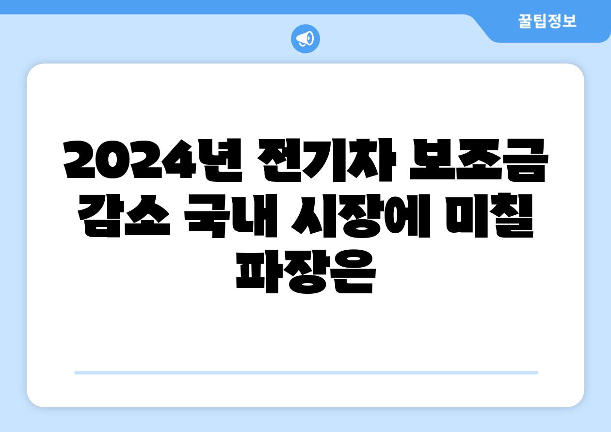 2024년 전기차 보조금 감소 국내 시장에 미칠 파장은