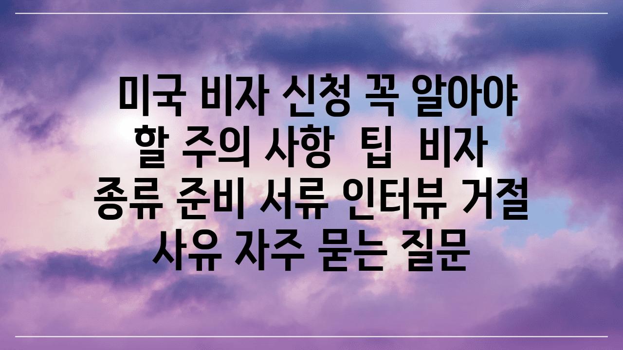  미국 비자 신청 꼭 알아야 할 주의 사항  팁  비자 종류 준비 서류 인터뷰 거절 사유 자주 묻는 질문