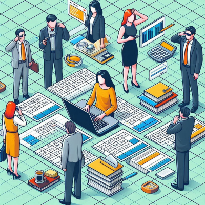 컴퓨터 화면에서 데이터 분석 작업을 하는 장면이 그려진 이미지입니다.