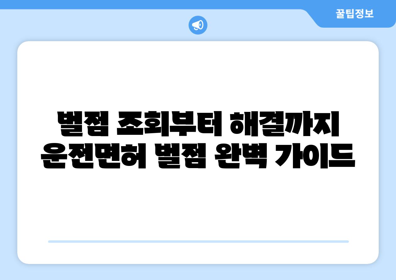 벌점 조회부터 해결까지 운전면허 벌점 완벽 설명서