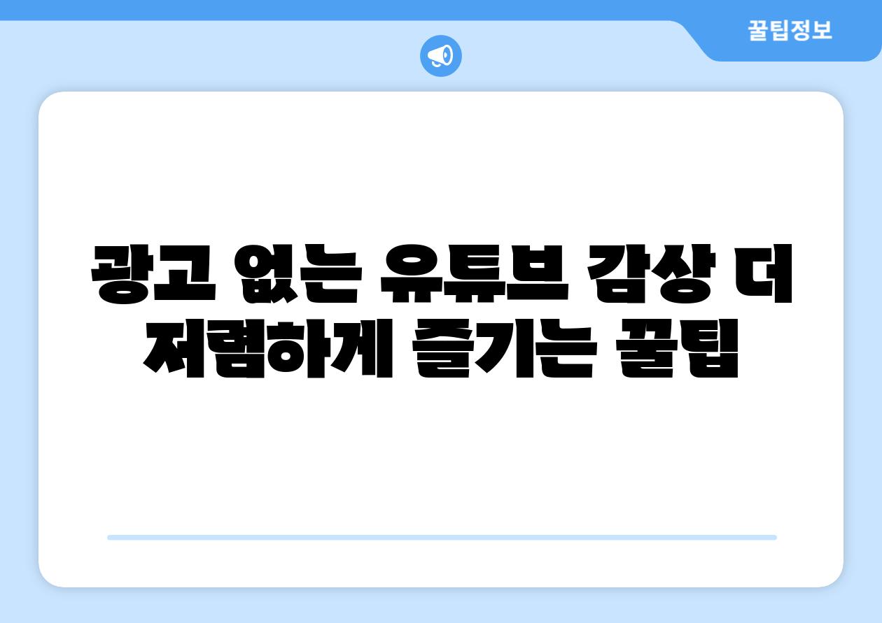 광고 없는 유튜브 감상 더 저렴하게 즐기는 꿀팁