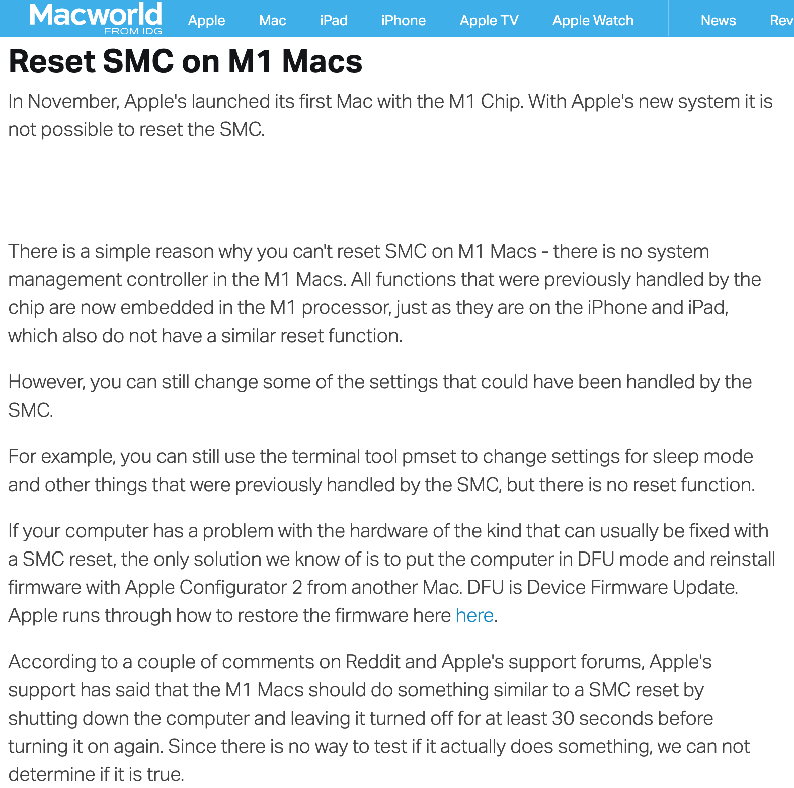 M1 Mac SMC 재설정