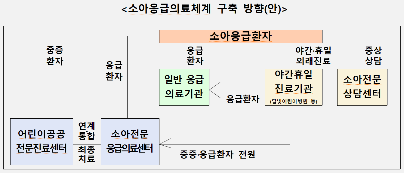 소아응급의료체계 구축 방향(안) (출처 : 보건복지부)