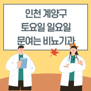 인천 계양구 토요일 일요일 비뇨기과 진료 병원 리스트