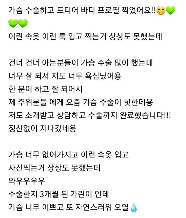  바디프로필 때문에 가슴성형