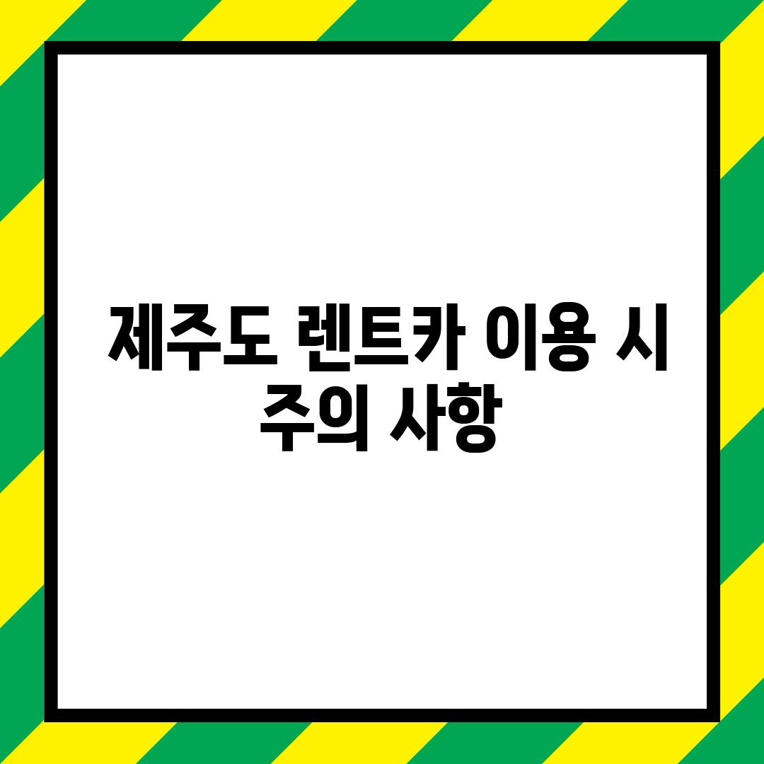 ⚠️ 제주도 렌트카 이용 시 주의 사항