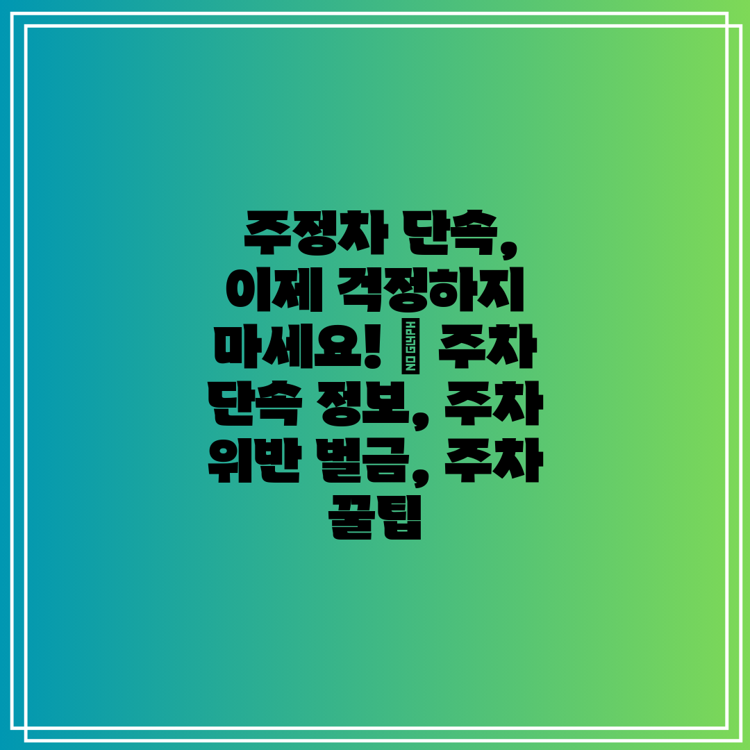  주정차 단속, 이제 걱정하지 마세요!  주차 단속 정