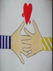두사람의 손과 하트 그림