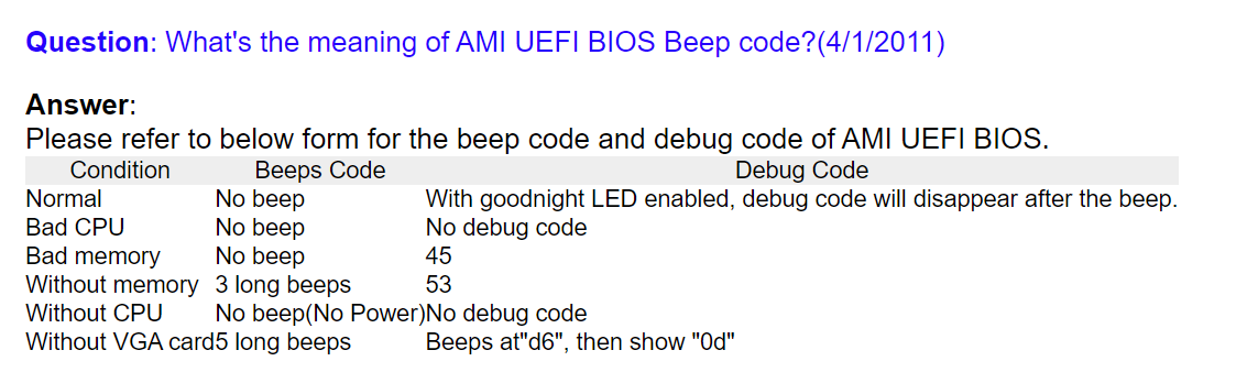 ASROCK 관련 매뉴얼 참고 Beep Codes (비프 코드&#44; 비프 사운드)