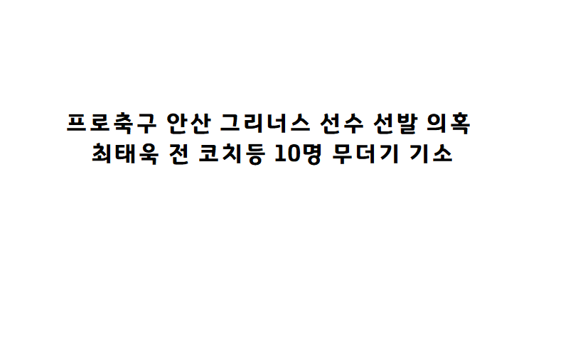  프로축구 안산 그리너스 선수 선발 의혹 /  최태욱 전 코치등 10명 무더기 기소